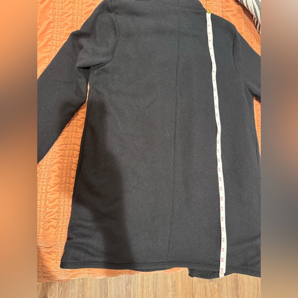 Abercrombie & Fitch Womens M Black Knit Sherpa-Fleece Lined Jacket Open Front - Picture 12 of 14